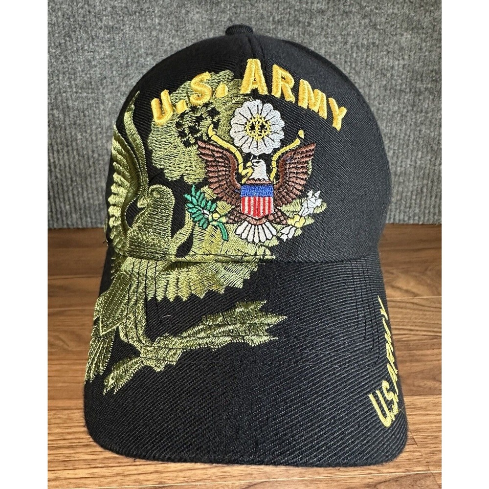 US Army Eagle Hat Embroidered Black Green Adjustable Mens Baseball Cap Strapback